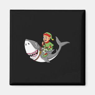 Elf Riding Shark Christmas Boys Girls Kinder Weihn Magnet