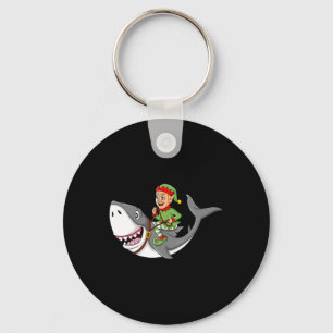 Elf Riding Shark Christmas Boys Girls Kinder Weihn Schlüsselanhänger