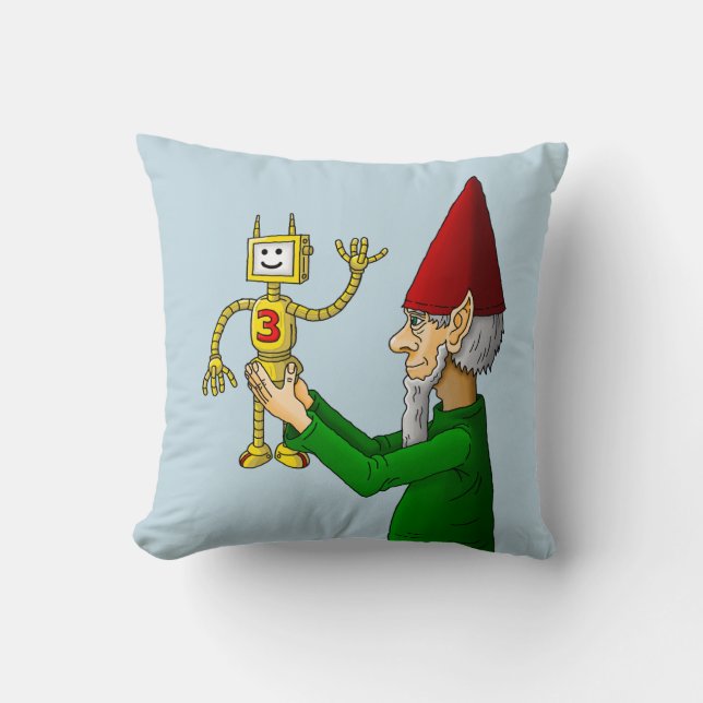 Elf & Roboter aus dem Santa's Workshop Kissen (Vorderseite)