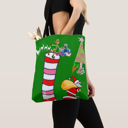 Elf Santa Merry Weihnachtsfrauen Tragetaschen Tasche (Von Nahem)