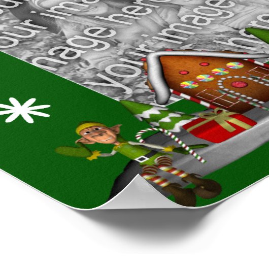 Elf Scene Holiday Frame Ihr eigenes Foto Poster (Ecke)