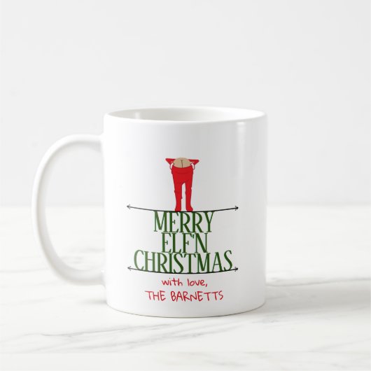 Elf-Scherereien Weihnachtsgruß-Schild Kaffeetasse (Links)