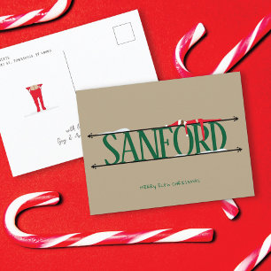 Elf-Scherz Grüne und Beige Weihnachts-Postkarte Feiertagspostkarte