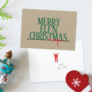Elf-Scherz-Grußkarte Weihnachtskarte Feiertagskarte