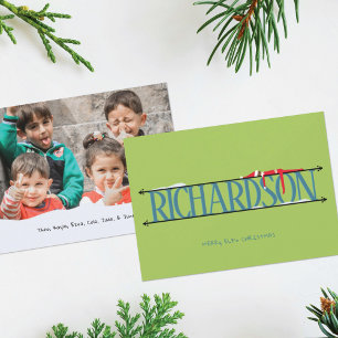 Elf-Scherzname-Schild-Foto-Weihnachtskarte Feiertagskarte