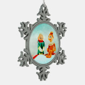 Elf Schneeflocken Zinn-Ornament (Links)