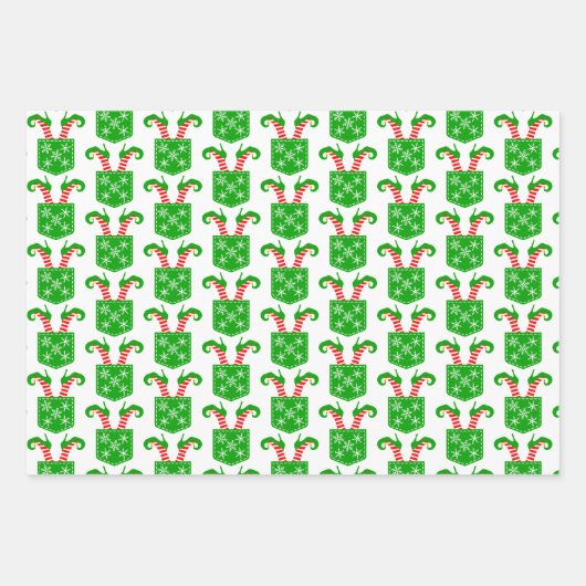 Elf Schuhe im Pocket Trio Geschenkpapier Set (Vorderseite)