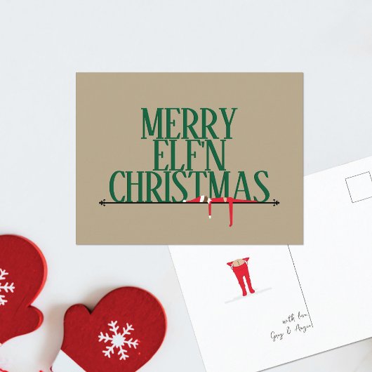 Elf Shenanigans Begrüßung Weihnachts-Postkarte Feiertagspostkarte