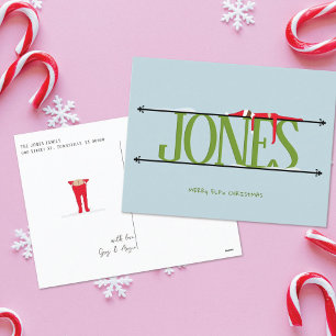 Elf Shenanigans Green & Blue Christmas Postcard Feiertagspostkarte