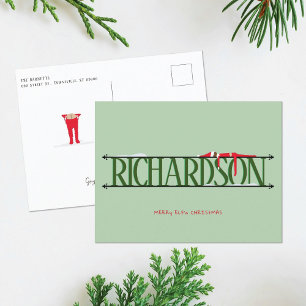 Elf-Shenanigans Grüne Weihnachts-Postkarte Feiertagspostkarte