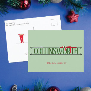 Elf-Shenanigans Grüne Weihnachts-Postkarte Feiertagspostkarte