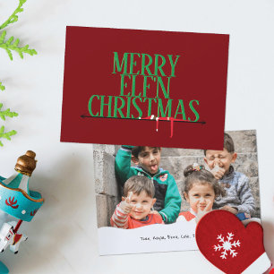 Elf Shenanigans Gruß Signieren Foto Weihnachtskart Feiertagskarte