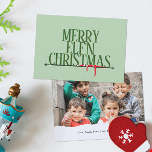 Elf Shenanigans Gruß Signieren Foto Weihnachtskart Feiertagskarte