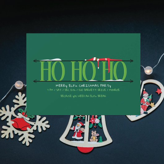 Elf Shenanigans Ho Ho Ho Weihnachts-Party Einladung