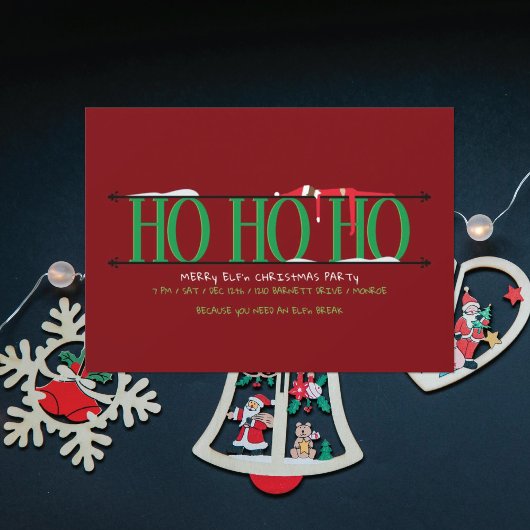 Elf Shenanigans Ho Ho Ho Weihnachts-Party Einladung