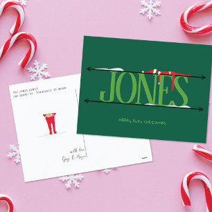 Elf Shenanigans Hunter Green Christmas Postcard Feiertagspostkarte