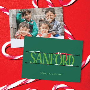 Elf Shenanigans Name Sign Foto Christmas Card Feiertagskarte
