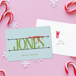 Elf Shenanigans Name Sign Green & Blue Christmas Feiertagskarte