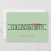 Elf Shenanigans Name Sign Green Christmas Feiertagskarte (Vorderseite)