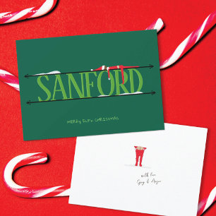 Elf Shenanigans Name Sign Hunter Green Christmas Feiertagskarte