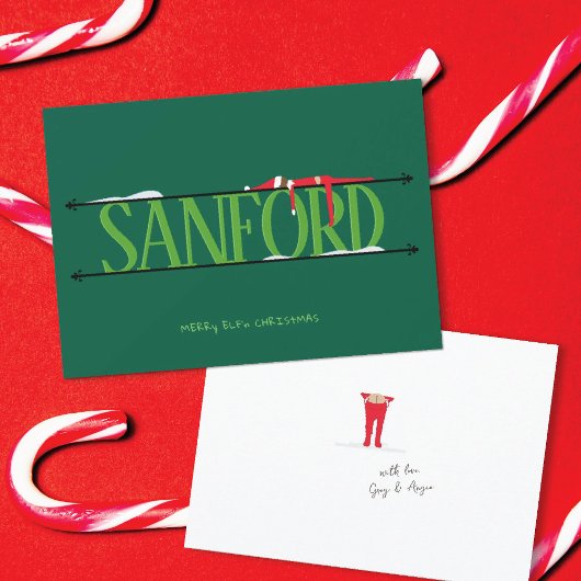 Elf Shenanigans Name Sign Hunter Green Christmas Feiertagskarte