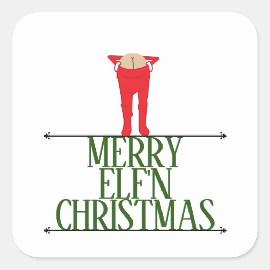 Elf Shenanigans Weihnachtsgrüße Quadratischer Aufkleber (Vorderseite)