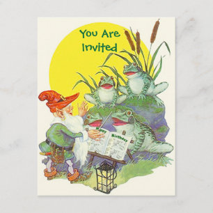 Elf sing Frogs Cattails Party Geburtstagsinvestiti Einladung