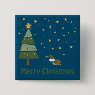 Elf Snail Christmas Scene Button