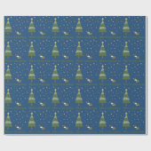 Elf Snail Christmas Scene Geschenkpapier (Flach)