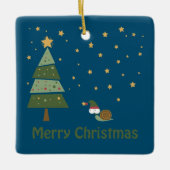 Elf Snail Christmas Scene Keramikornament (Vorderseite)