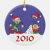 Elf-Snowball-Kampfschmuck Keramikornament (Hinten)