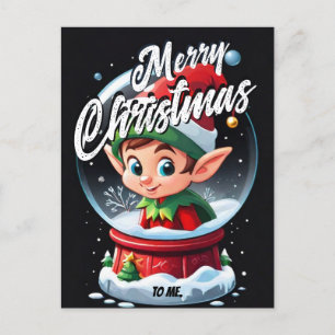 Elf Snowglobe Frohe Weihnachten für mich Gruß Postkarte