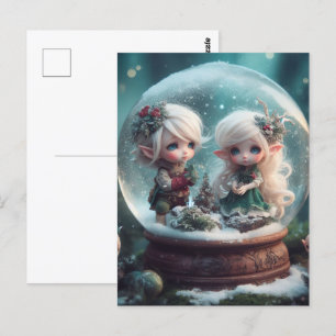 Elf Snowglobe Postkarte