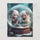 Elf Snowglobe Postkarte (Vorderseite)