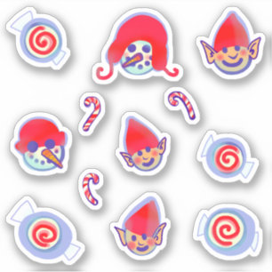 Elf Snowman Peppermint Candy Weihnachten Aufkleber