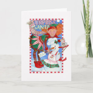 Elf & Snowmans Überraschung für den Weihnachtsmann Feiertagskarte