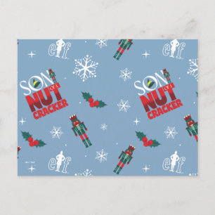 Elf "Sohn eines Nutcrackers" Wintermuster Feiertagspostkarte