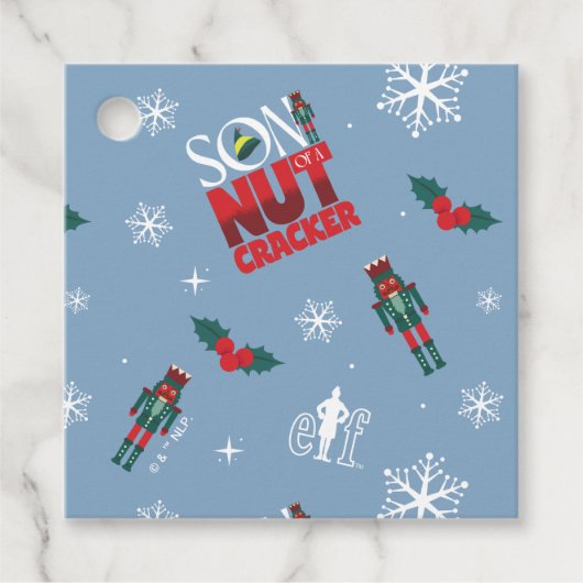 Elf "Sohn eines Nutcrackers" Wintermuster Geschenkanhänger (Vorderseite)