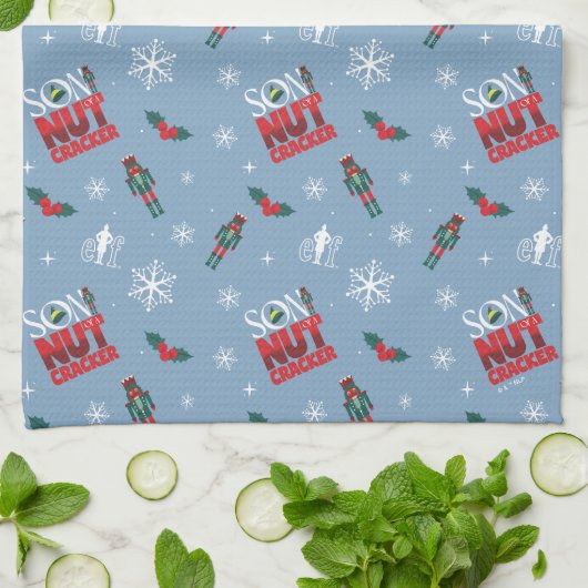 Elf "Sohn eines Nutcrackers" Wintermuster Geschirrtuch (Gefaltet)