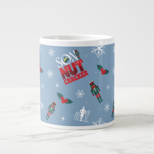 Elf "Sohn eines Nutcrackers" Wintermuster Jumbo-Tasse (Vorderseite)