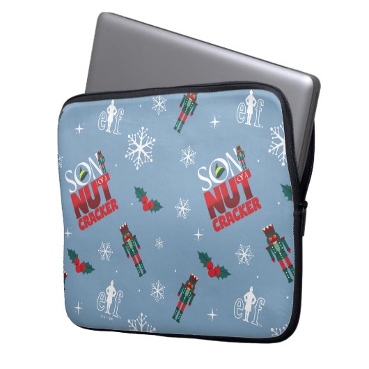 Elf "Sohn eines Nutcrackers" Wintermuster Laptopschutzhülle (Vorderseite Links)
