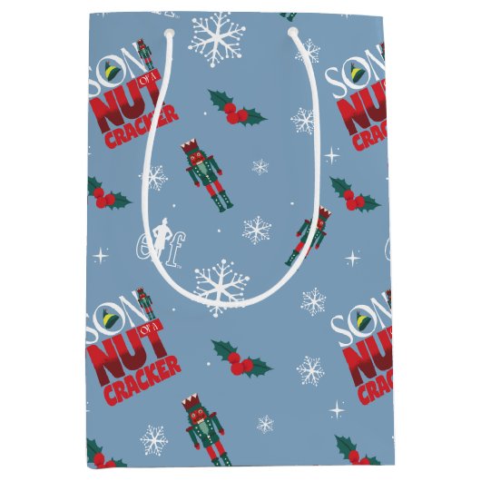 Elf "Sohn eines Nutcrackers" Wintermuster Mittlere Geschenktüte (Vorderseite)