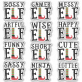 Elf Spaß | Rote und grüne Merkmale Gefallen Aufkleber (Vorderseite)