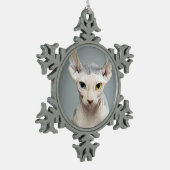 Elf-Sphinx-Katzen-Fotografie Schneeflocken Zinn-Ornament (Links)