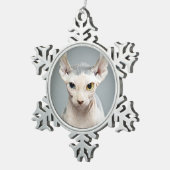 Elf-Sphinx-Katzen-Fotografie Schneeflocken Zinn-Ornament (Rechts)