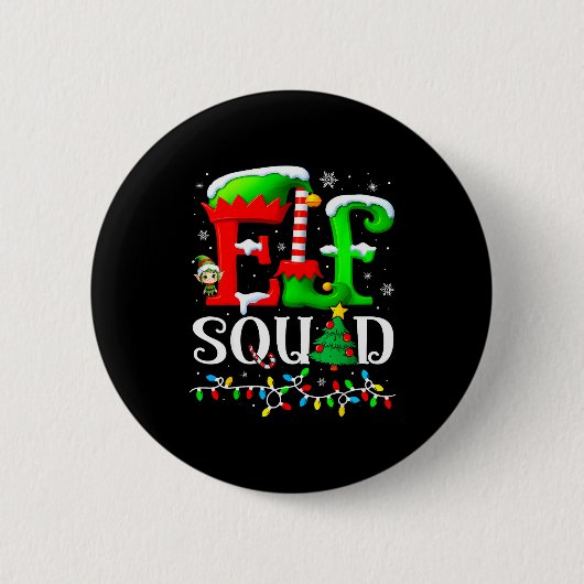 Elf Squad Christmas Family Matching Pajamas Elf Bo Button (Vorderseite)