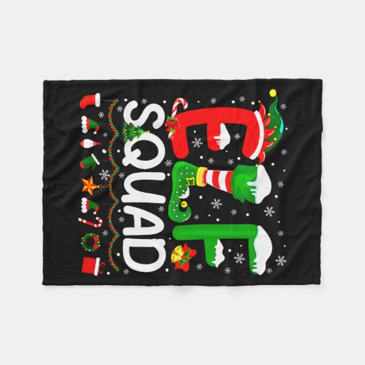 Elf Squad Christmas Family Matching Xmas Elf Pajam Fleecedecke (Vorderseite (Horizontal))