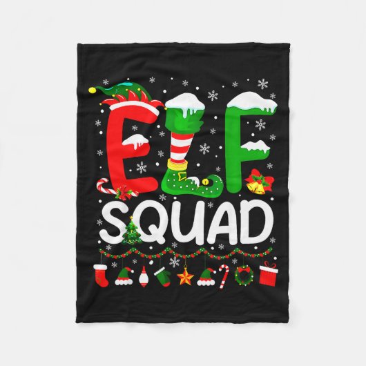Elf Squad Christmas Family Matching Xmas Elf Pajam Fleecedecke (Vorderseite)