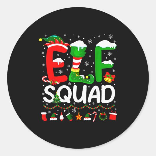 Elf Squad Christmas Family Matching Xmas Elf Pajam Runder Aufkleber (Vorderseite)