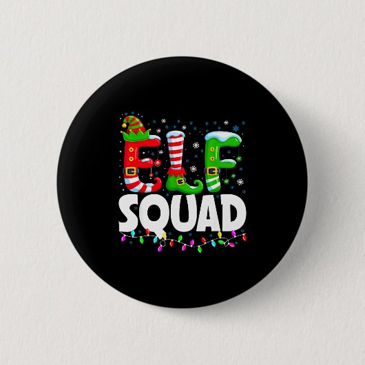 Elf Squad Christmas Family Matching Xmas Pajamas Button (Vorderseite)